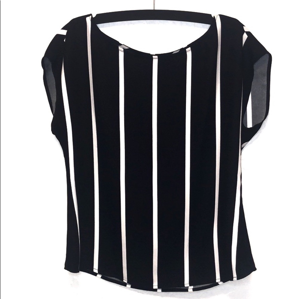 Banana Republic Striped Blouse Black & White Small
